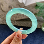 糯冰种蓝底圆条手镯（53.1mm）（yc243451）