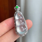 18k金镶冰种无色翡翠豆子（yc250570）