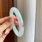 冰种飘花翡翠圆条手镯（57.8mm）（yc278684）