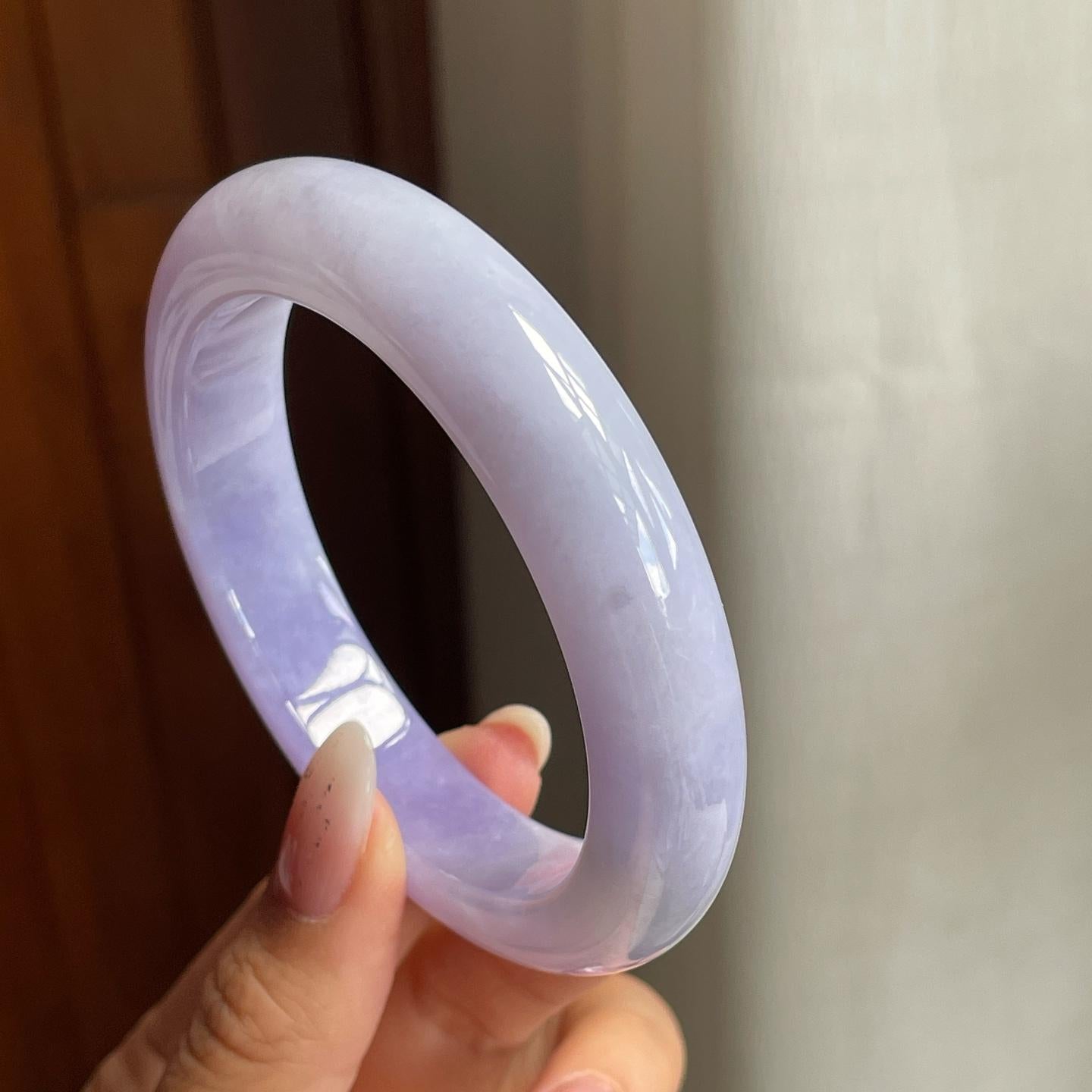 糯冰种紫罗兰翡翠平安镯（57mm）（yc204374）