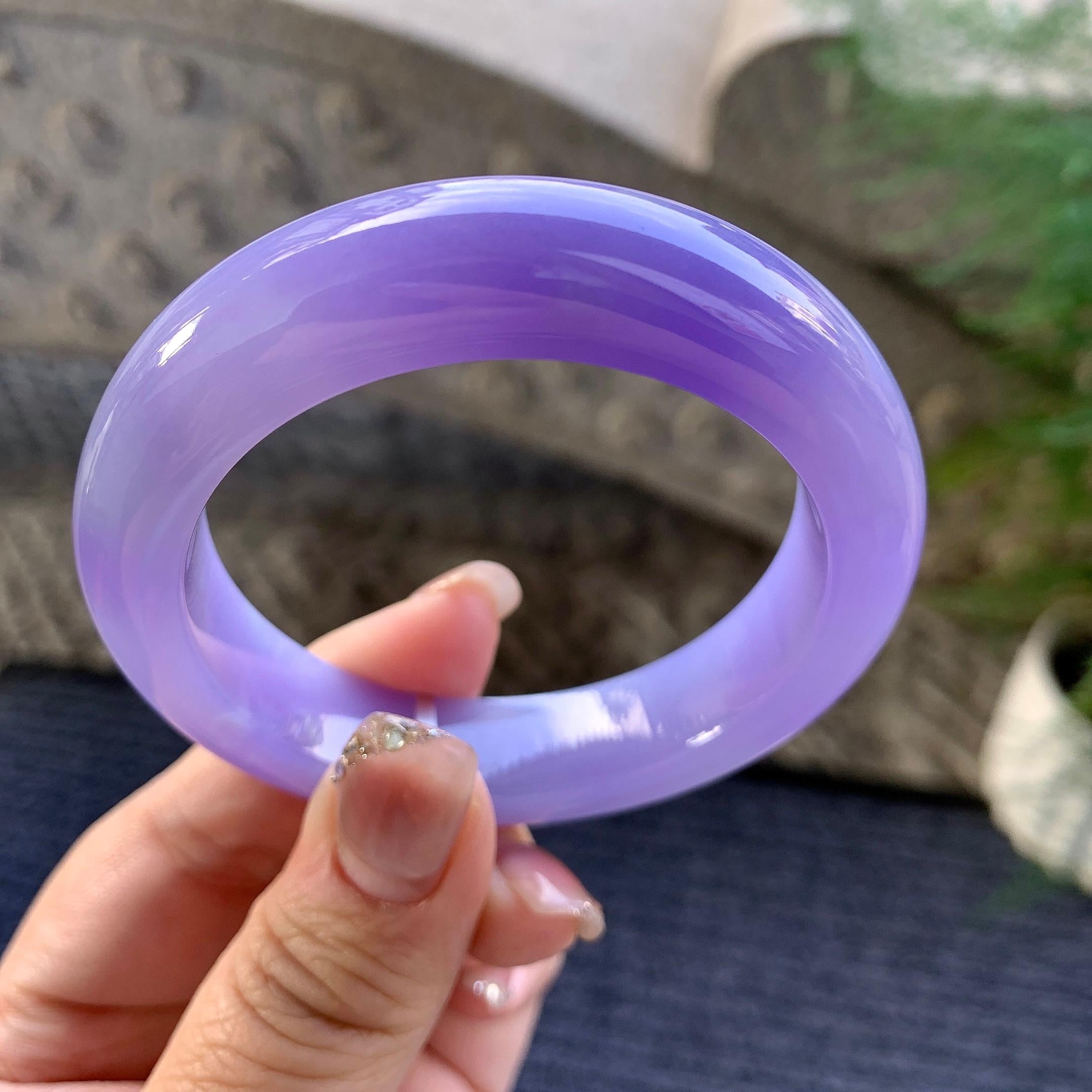糯冰种紫罗兰平安镯（52.2mm）（yc292657）