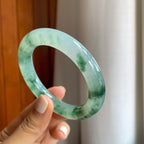 冰种飘花翡翠圆条手镯（55mm）（yc254960）