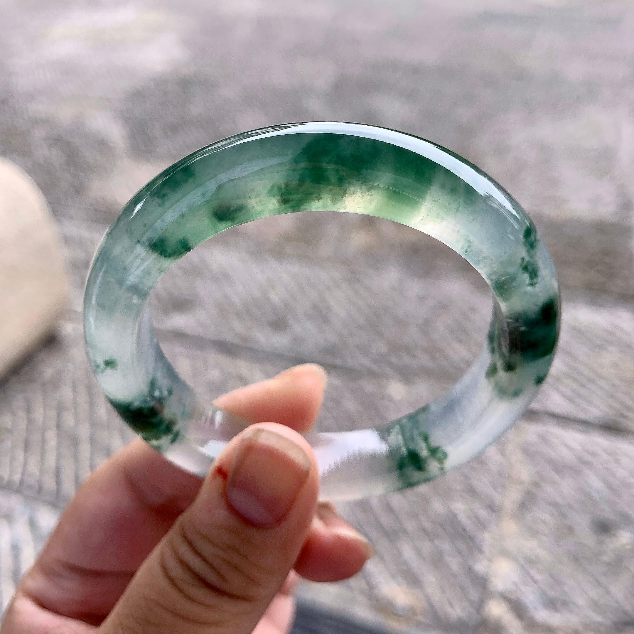 冰种飘花平安镯（56.3mm）（yc196528）