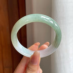 糯冰半山半水宽版翡翠平安镯（57.2mm)（yc370290）