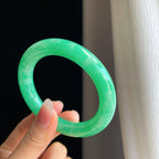 糯冰果绿满绿翡翠圆条手镯（56mm）（yc316663）