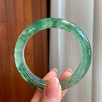 冰种飘花翡翠平安镯（53mm）（yc335293）