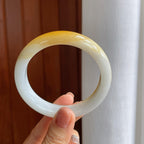 细糯冰黄翡半山半水翡翠平安镯（58mm）（yc276516）