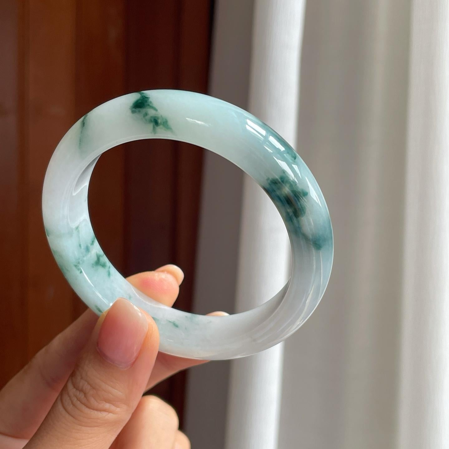 糯冰飘花翡翠平安镯（56.8mm）（yc397223）