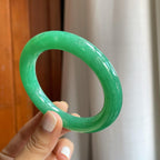 糯冰满绿翡翠圆条手镯（56mm）（yc254958）