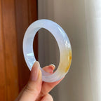 冰种黄翡翡翠平安镯（54.7mm)（yc416488）
