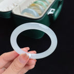 冰种圆条白月光翡翠手镯（54mm）（yc017032）