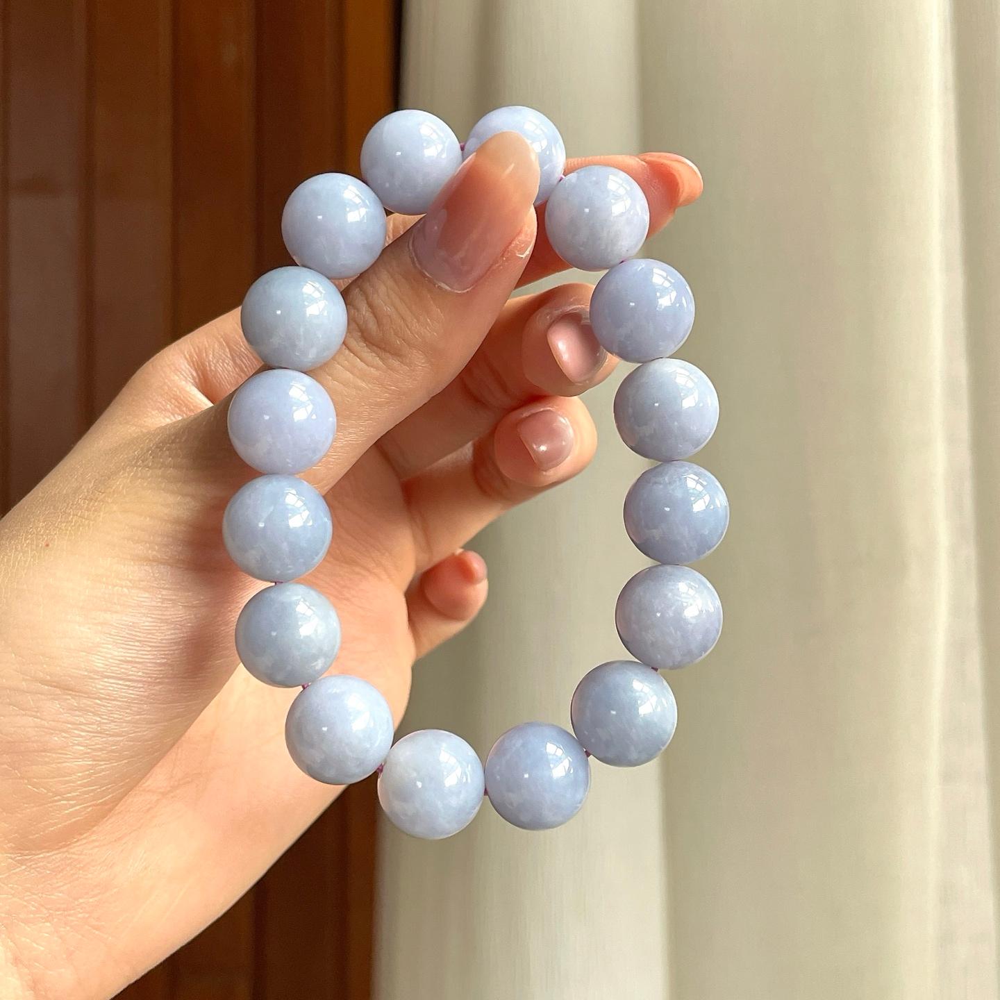 糯冰紫罗兰翡翠珠串手串（yc344541）