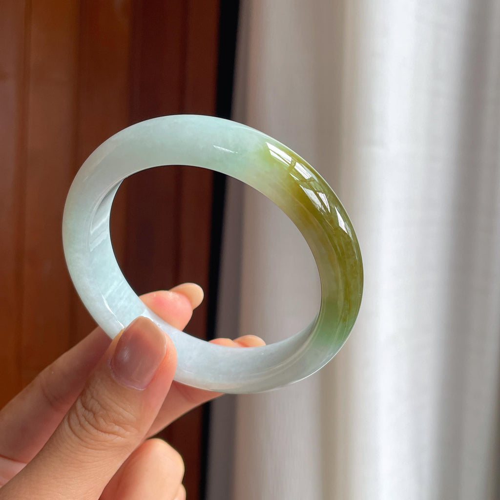 糯冰黄翡翡翠平安镯（56.5mm）（yc419561）