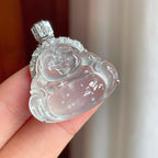 18k金镶冰玻种雪花棉翡翠佛公（yc248487）