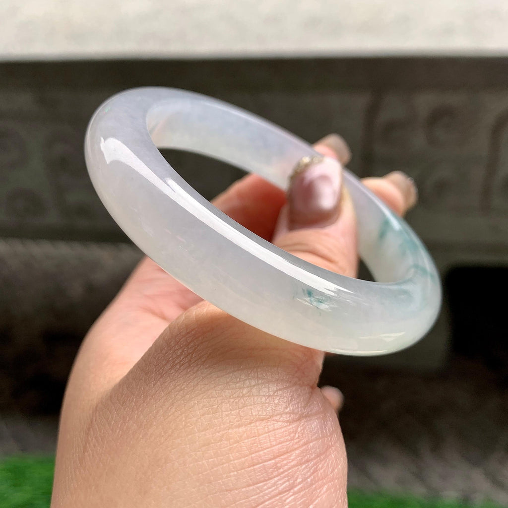 糯冰种飘花平安镯（53.5mm）（yc288711）