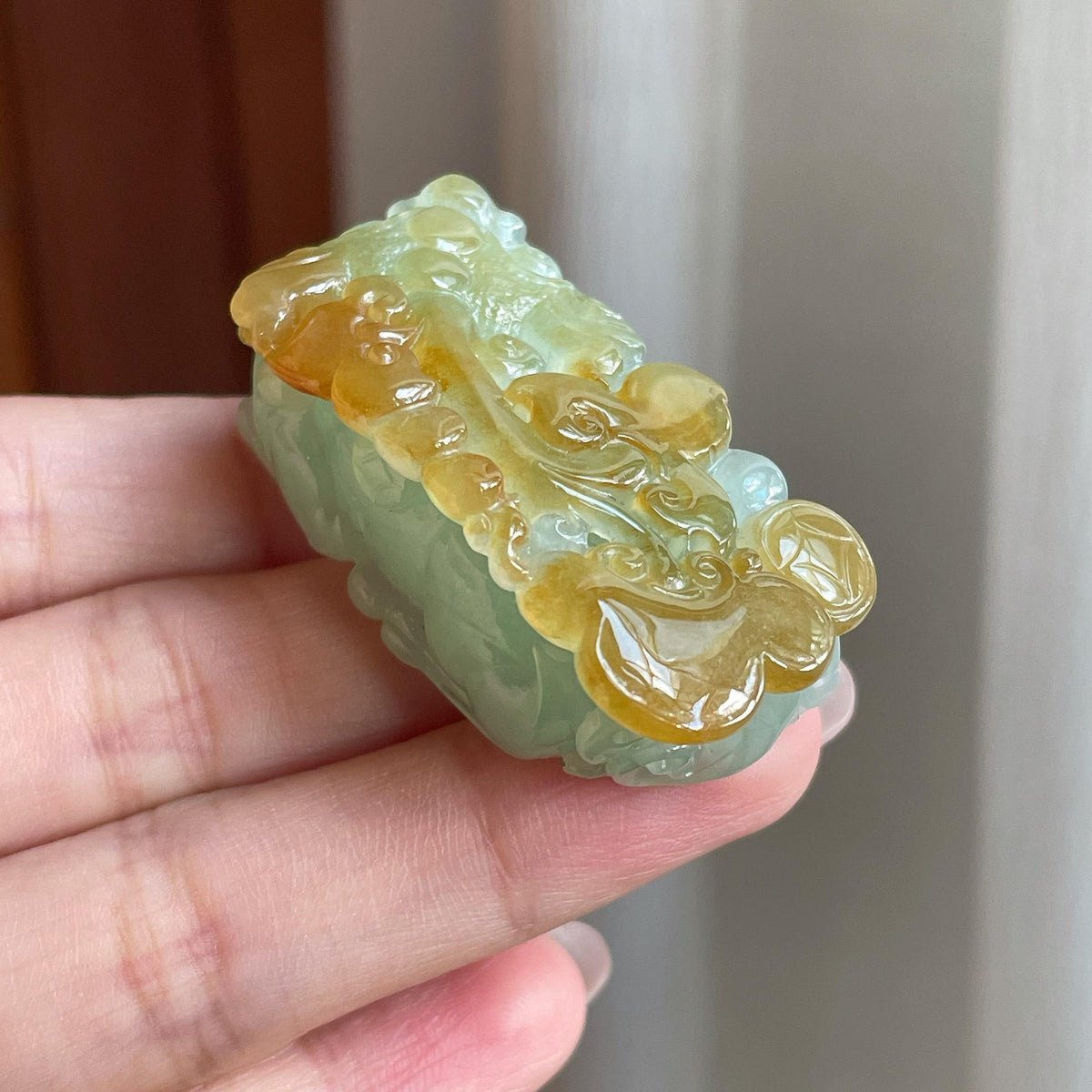 糯冰黄加绿貔貅挂件（yc711738）