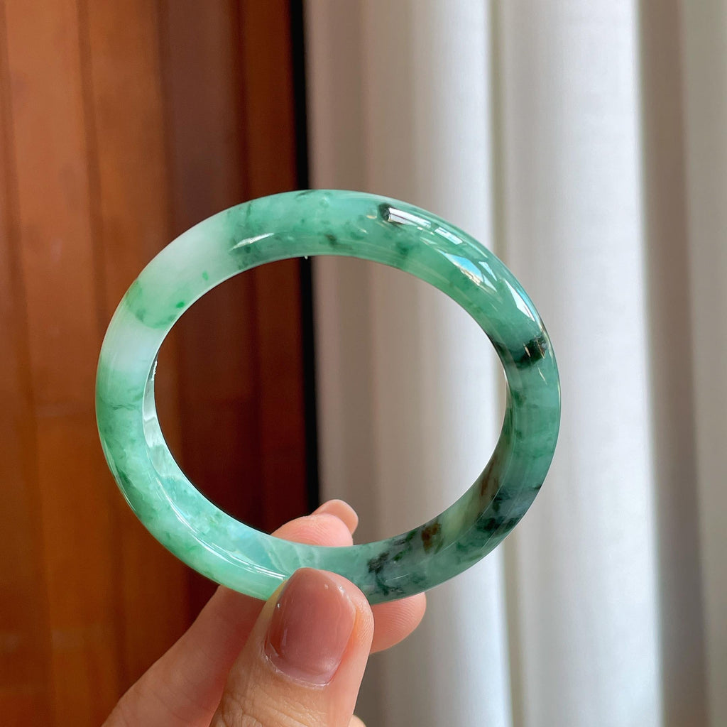 糯种翡翠特色平安镯（52mm）（yc284566）
