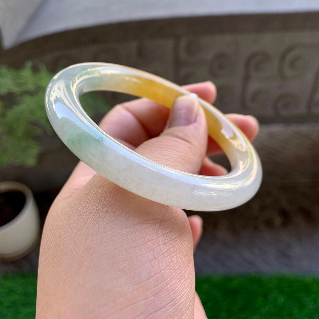 细糯种黄翡圆条手镯（56.2mm）（yc246658）