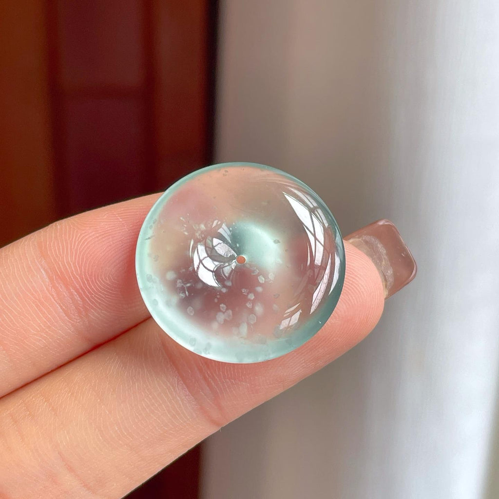 玻璃种雪花棉翡翠平安扣（yc368970）
