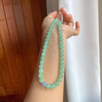 冰种晴绿底翡翠珠串项链（yc247175）