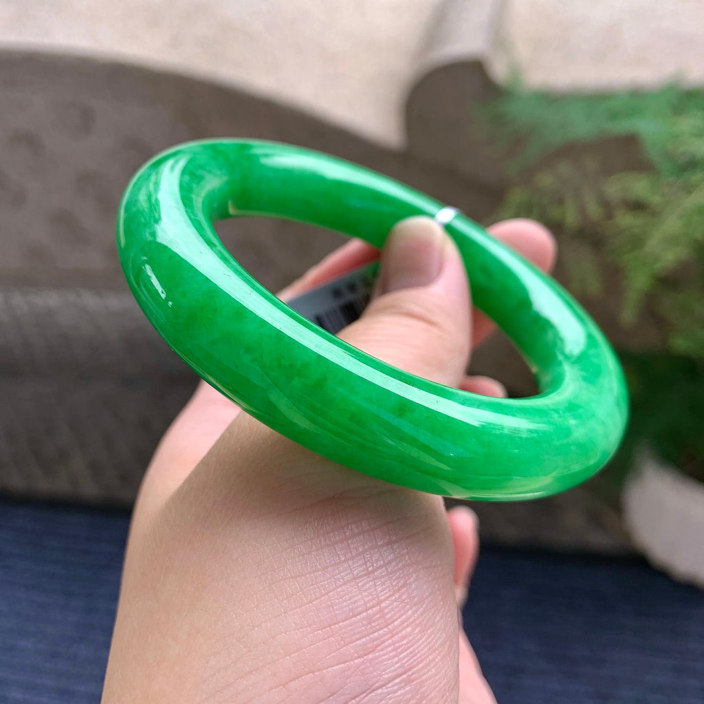 细糯种满绿圆条手镯（55.6mm）（yc233905）