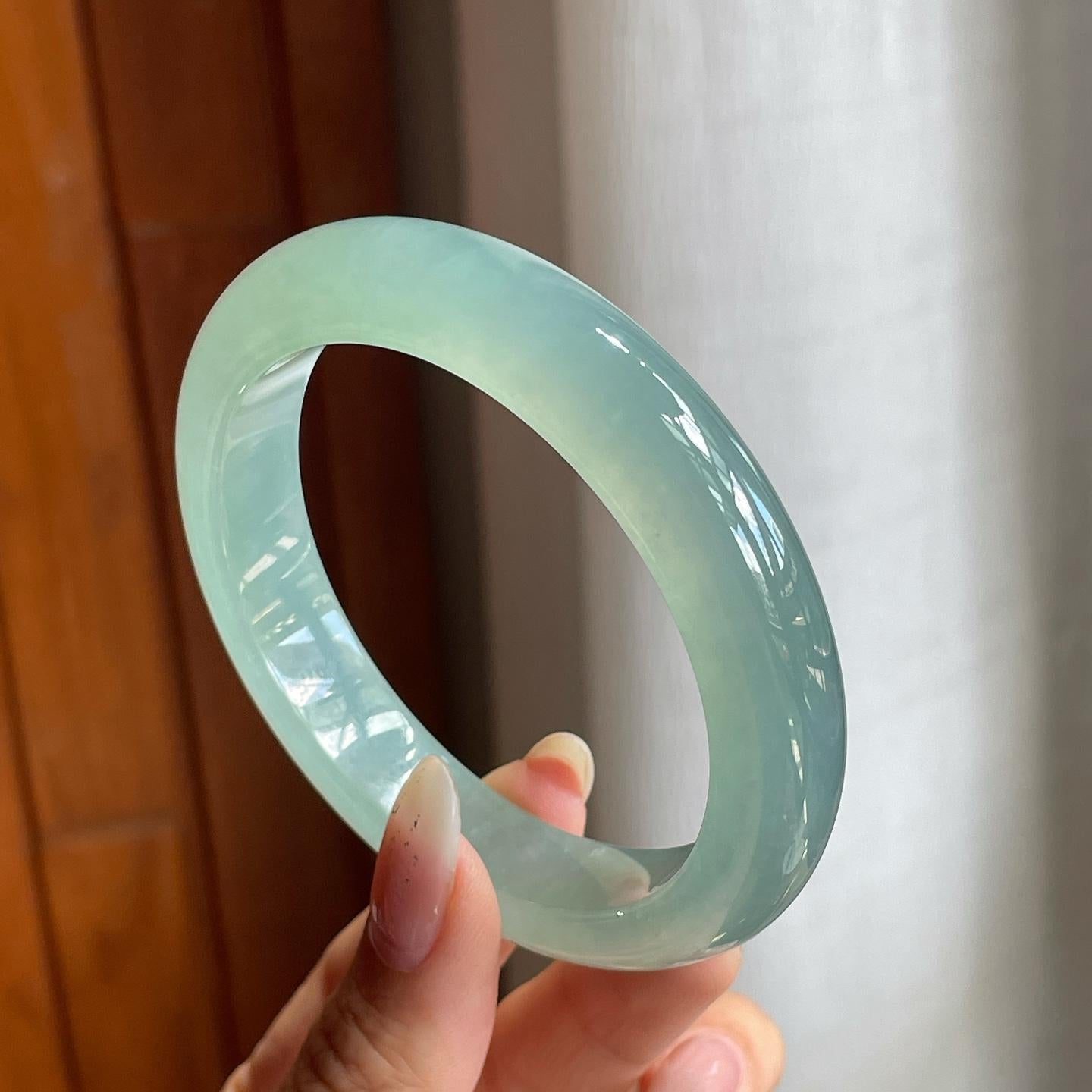 冰种晴底翡翠平安镯（57.5mm）（yc216835）