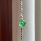 18k金镶冰种翠绿翡翠平安扣（yc253255）