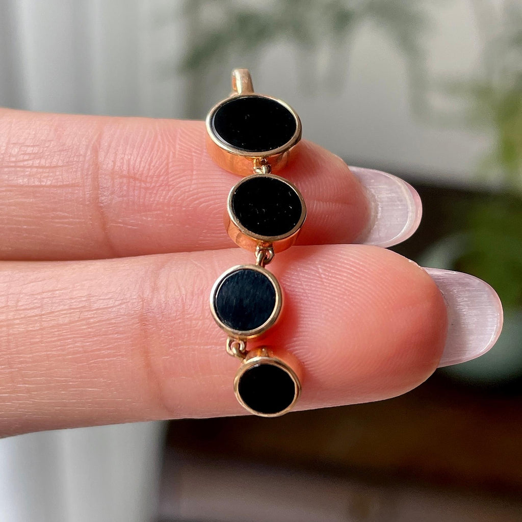 18k金镶细糯种墨翠圆牌项链    天然缅甸A货翡翠（yc332465）