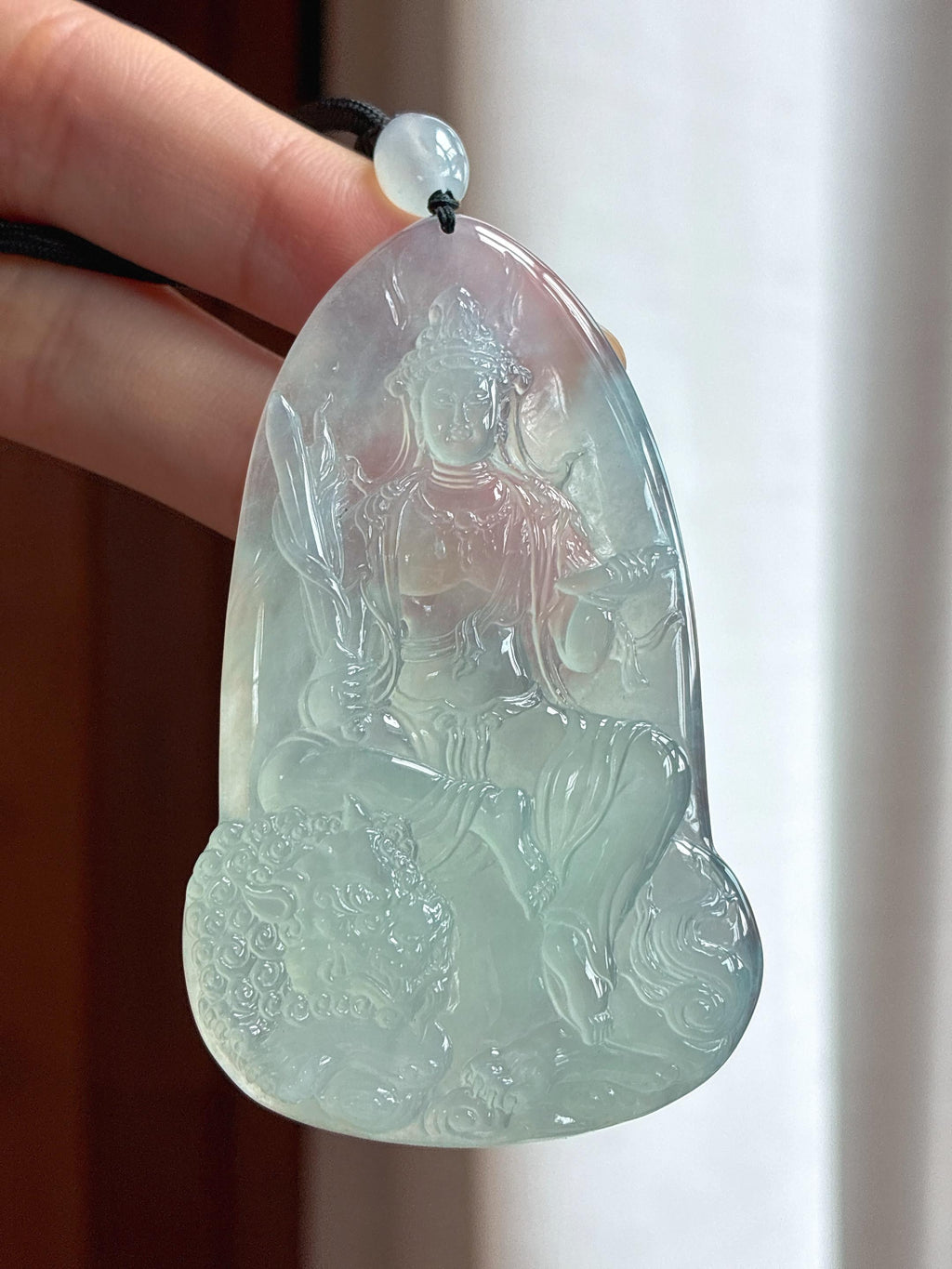 冰种晴底文殊菩萨 天然缅甸A货翡翠（yc453143）