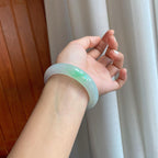 糯冰带色翡翠平安镯（58.8mm）（yc254961）