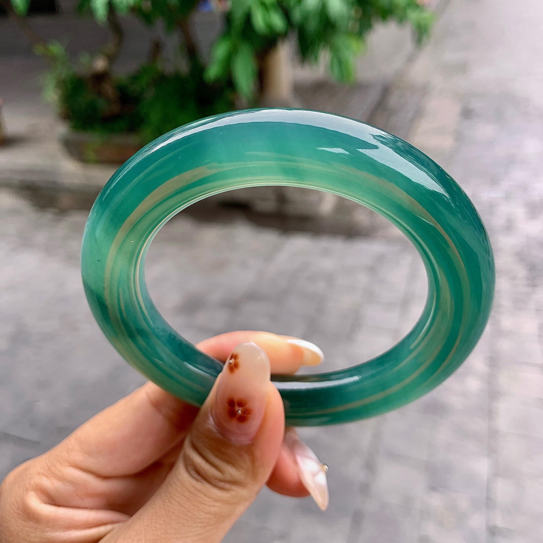 冰种蓝水圆条手镯（58.1mm）（yc255481）