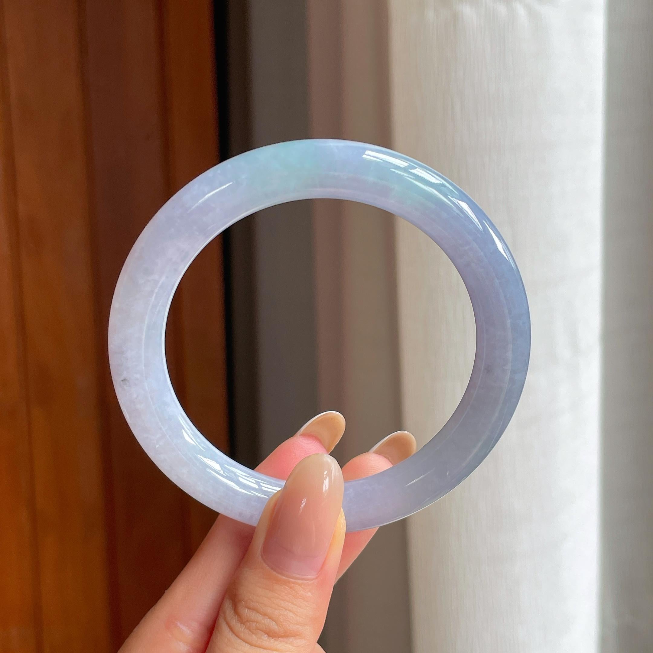 糯冰紫罗兰翡翠圆条手镯（55.5mm)（yc423142）