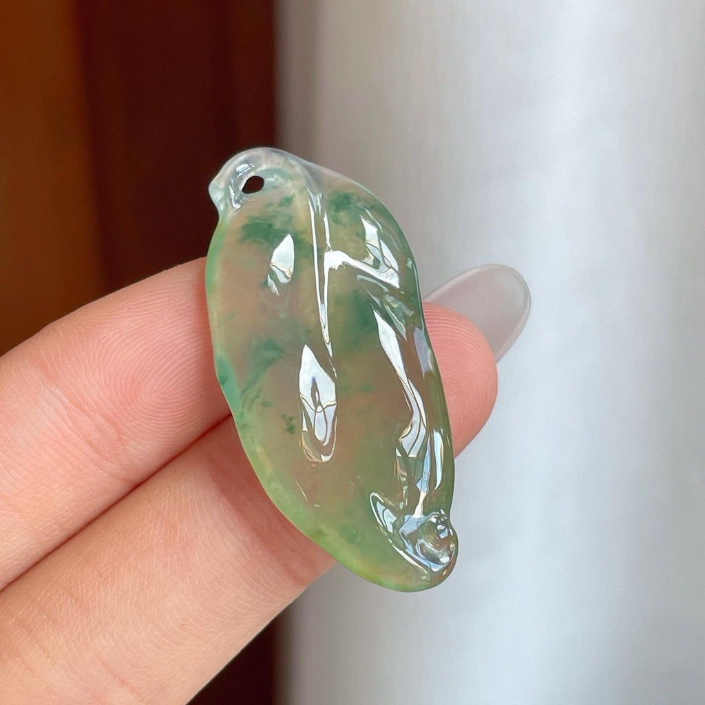 冰种飘黄带黄翡翠叶子（yc257850）