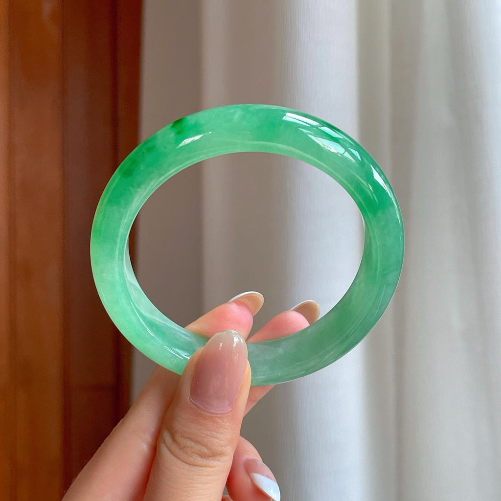冰种满绿翡翠平安镯（56mm)（yc380001）