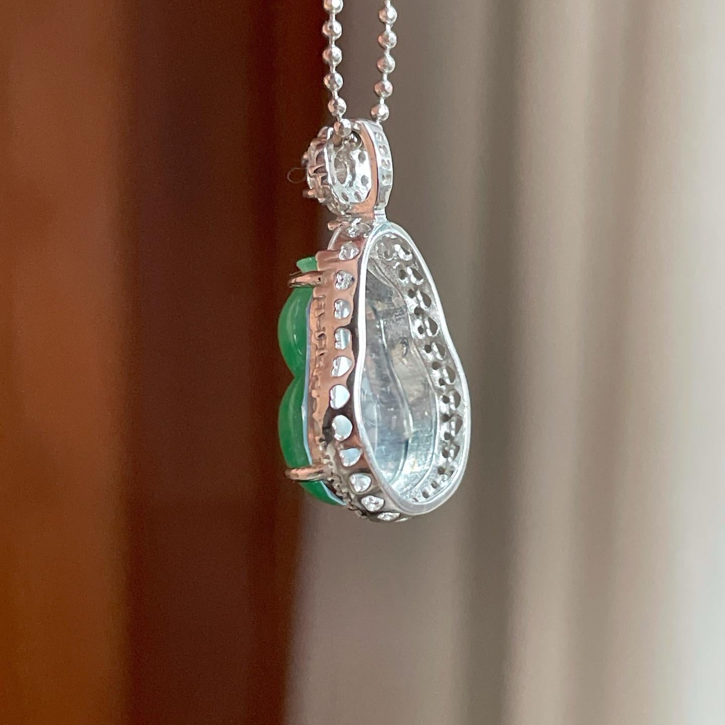 S925银镶冰种果绿翡翠葫芦（yc352487）