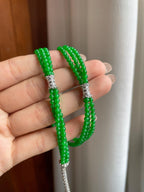 18k金镶冰种满绿小米珠珠串项链（yc247171）