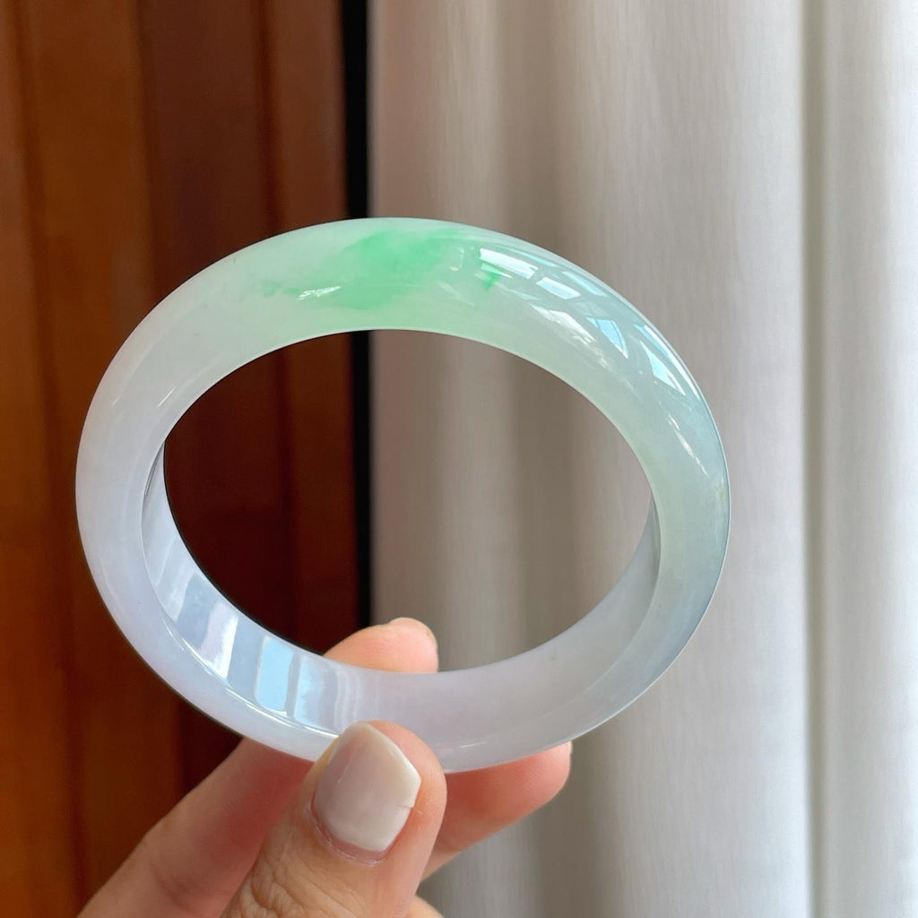 糯冰带色翡翠平安镯（58.8mm）（yc254961）