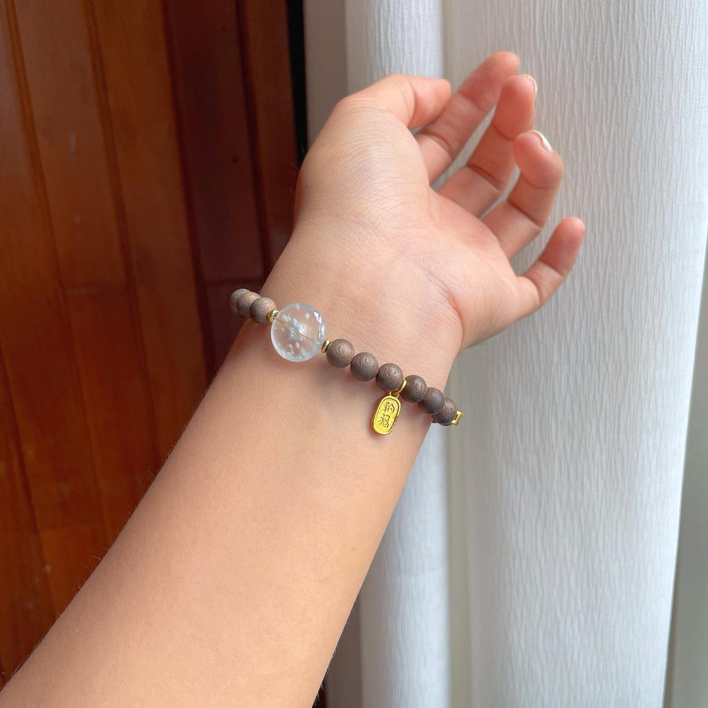 冰玻种雪花棉翡翠平安扣手串（yc248494）