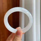 细糯冰白月光翡翠平安镯（54.5mm）（yc318677）