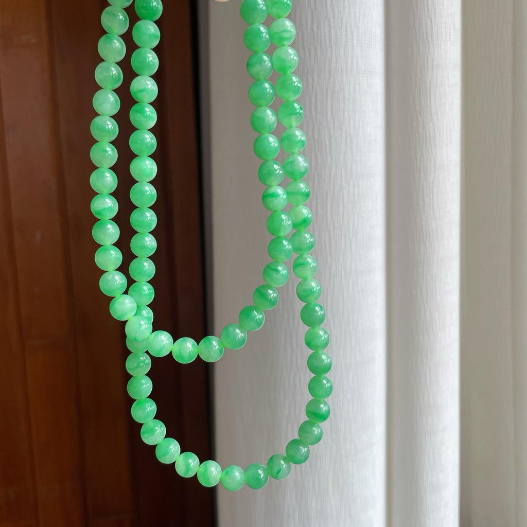 糯冰果绿翡翠珠串手串（yc266463）