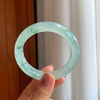 冰种飘花翡翠平安镯（55.7mm）（yc278697）