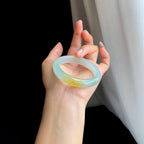 冰种黄翡翡翠平安镯（52mm）（yc316766）