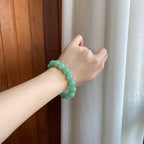 糯冰晴绿底翡翠珠串手串（yc281664）