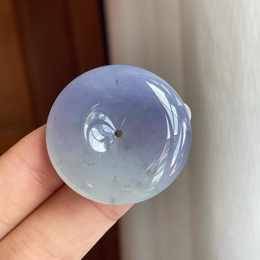 糯冰紫罗兰飘花翡翠平安扣（yc261411）