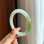 糯冰黄翡翡翠圆条手镯 55圈天然缅甸A货翡翠（yc440666）