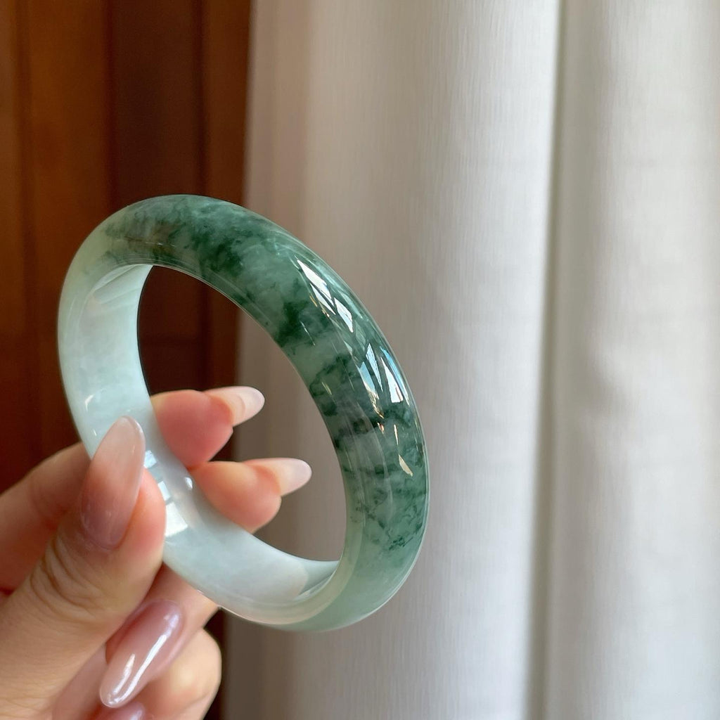 细糯冰半山半水翡翠平安镯（57mm）（yc272885）