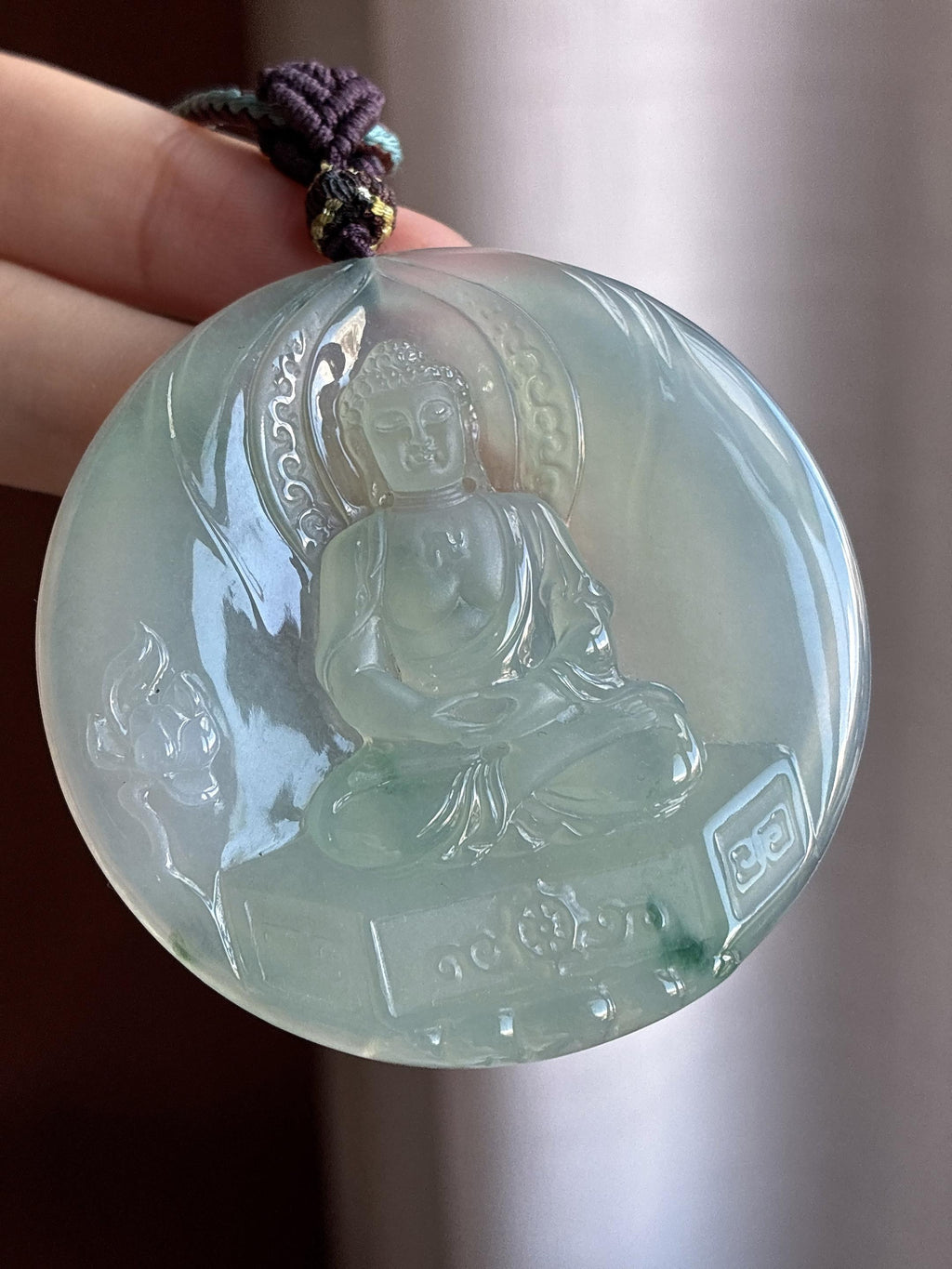 冰种飘花大日如来挂件 天然缅甸A货翡翠（yc698927）