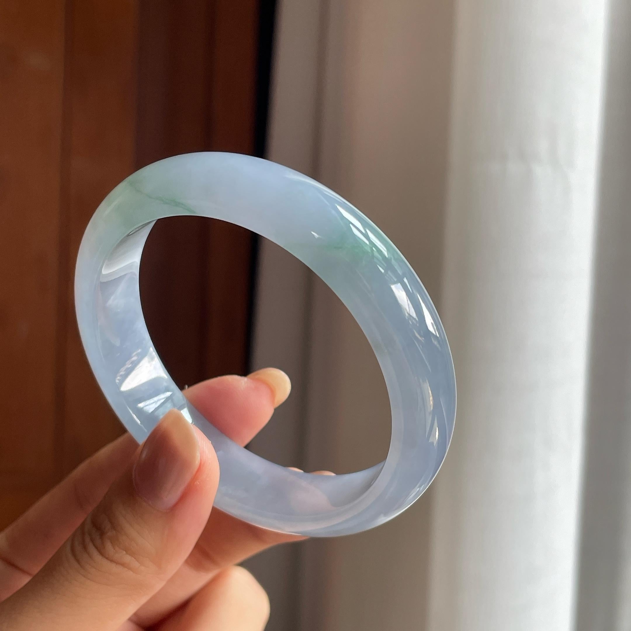 冰种紫罗兰翡翠平安镯(57.8mm)（yc422940）