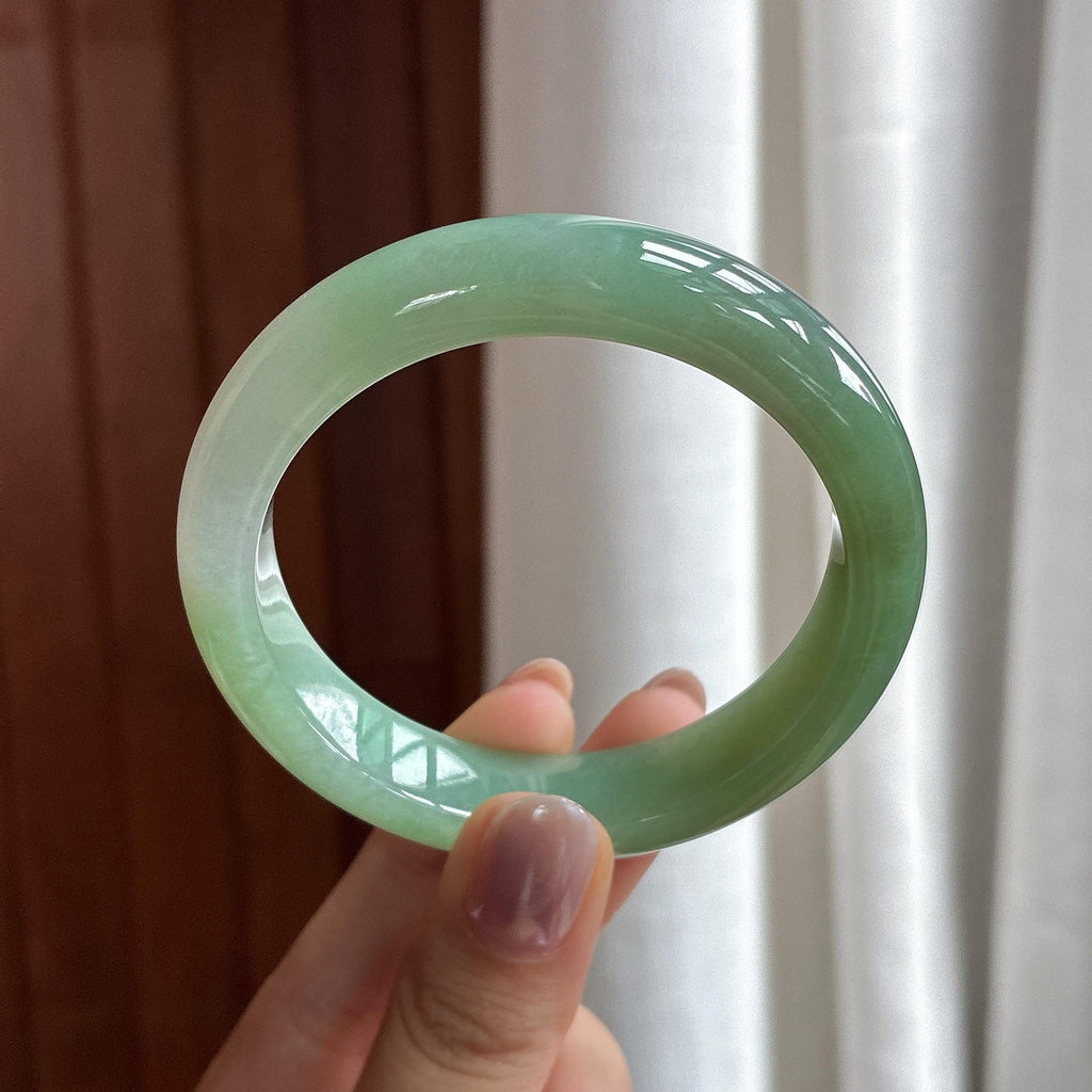 糯冰晴底正圈平安镯 53圈 天然缅甸Ａ货翡翠（yc487567）