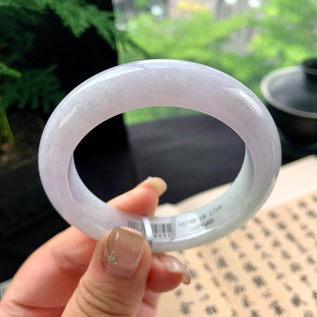 细糯种淡春彩正圈平安镯 53.2圈口 天然缅甸A货翡翠（yc473082）